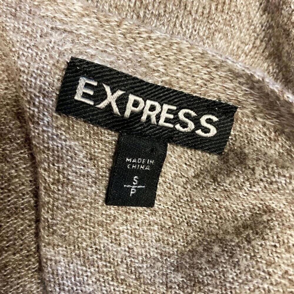 Express Wool Blend Brown V Neck Long Sleeve Stretchy Knit Sweater Women's Small - Picture 4 of 6